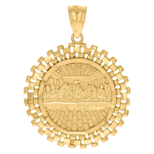 10k Yellow Gold Mens Last Supper Religious Charm Pendant