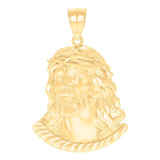 10k Yellow Gold Mens Jesus Religious Charm Pendant