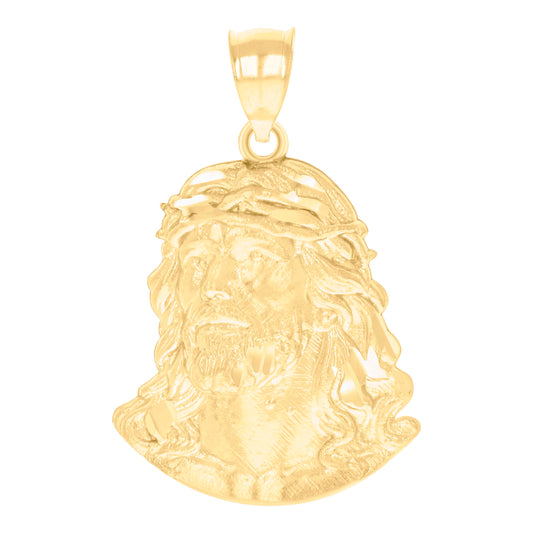 10k Yellow Gold Mens Jesus Religious Charm Pendant