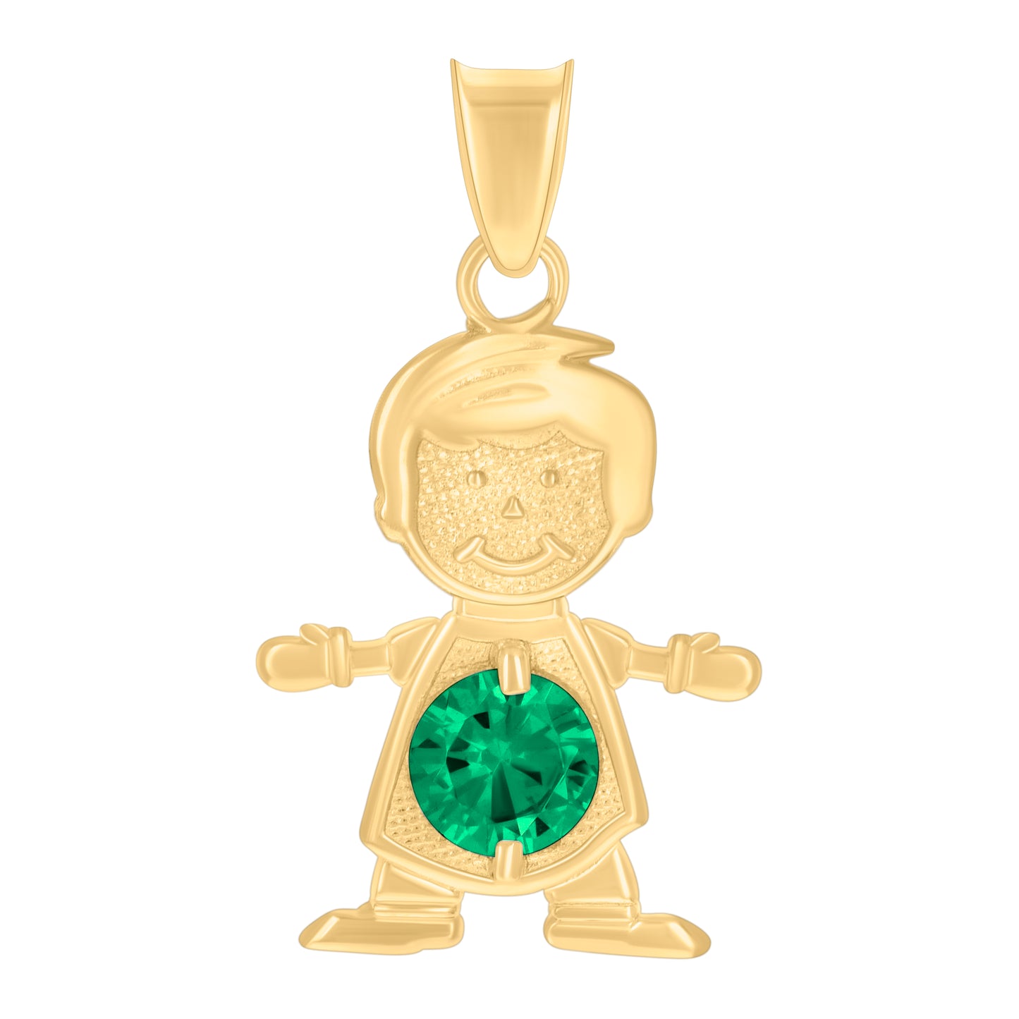 10k Yellow Gold Mens Green Cubic Zirconia Boy May Birthstone Charm Pendant
