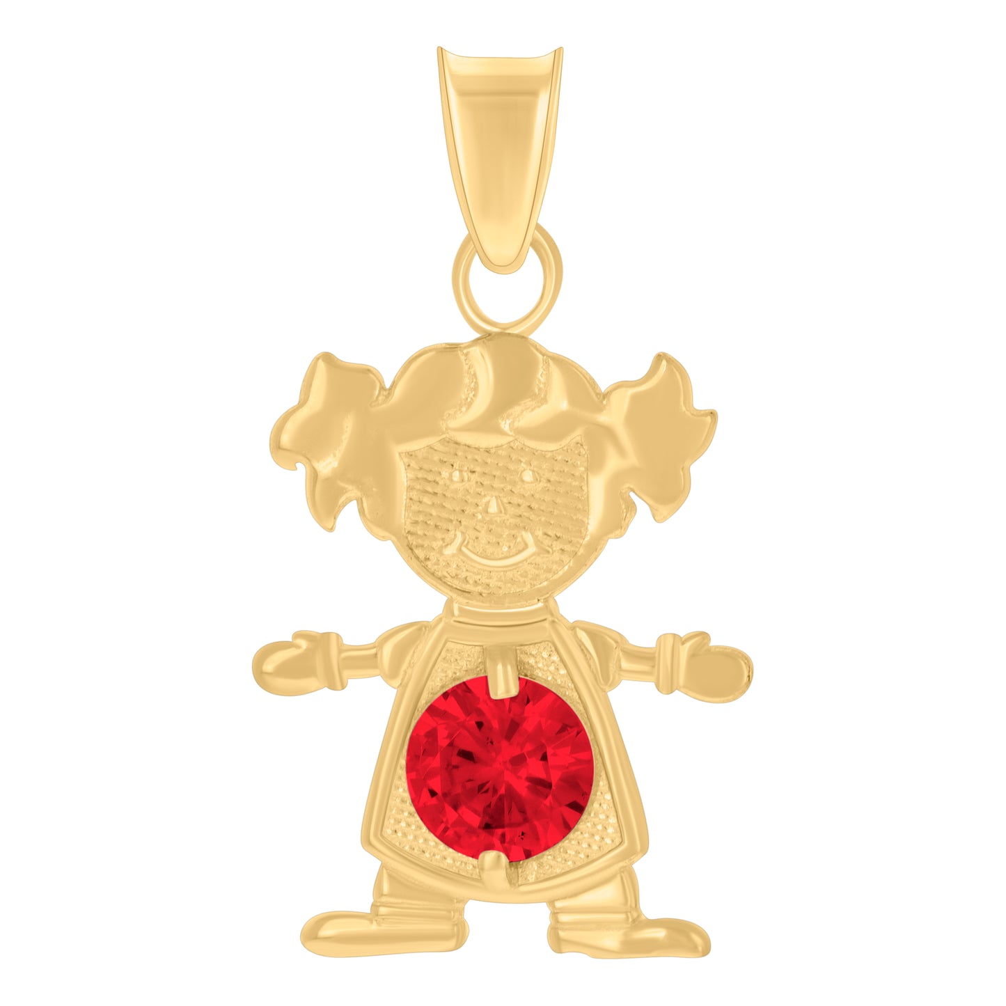 10k Yellow Gold Womens Red Cubic Zirconia Girl January Birthstone Charm Pendant