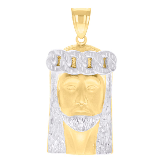 10k Two tone Gold Mens Jesus Religious Charm Pendant