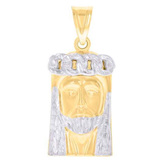 10k Two tone Gold Mens Jesus Religious Charm Pendant