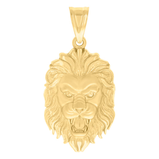 10k Yellow Gold Mens Leo/Lion Head Animal Wildlife Charm Pendant