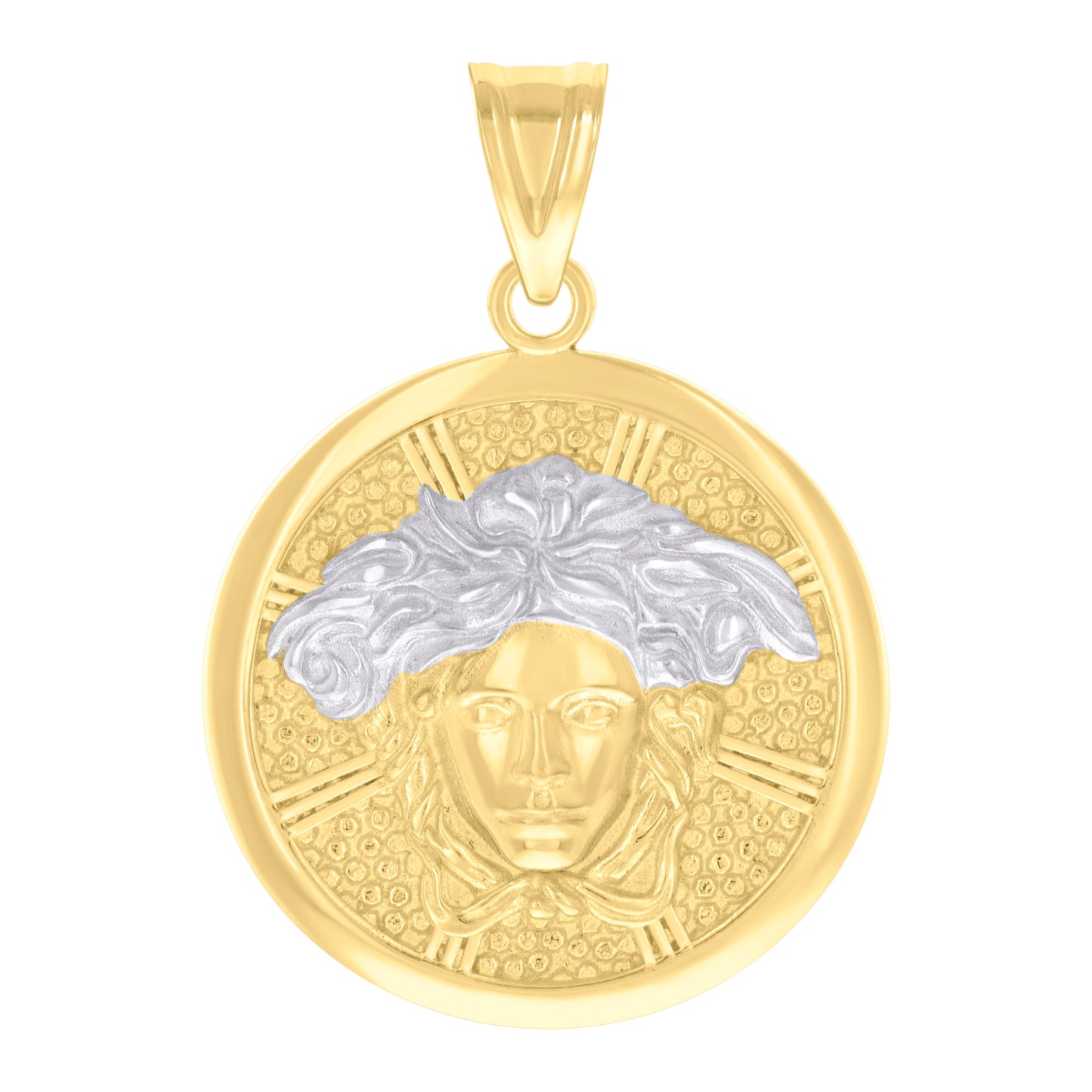 10k Two tone Gold Unisex Medusa Egyptian Fashion Charm Pendant