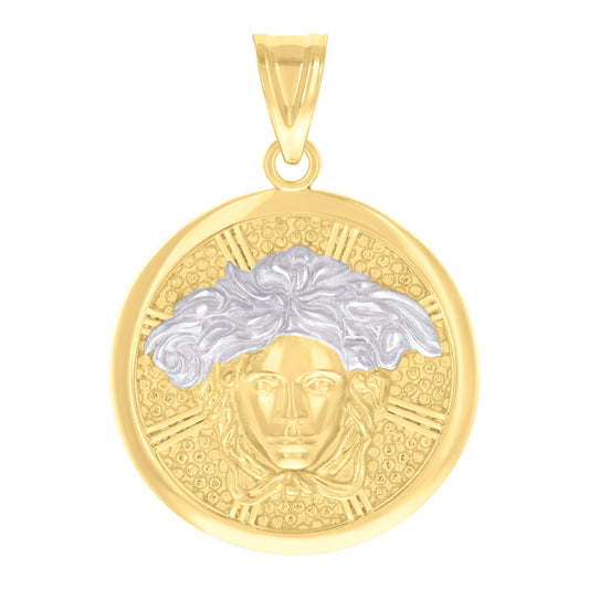 10k Two tone Gold Unisex Medusa Egyptian Fashion Charm Pendant