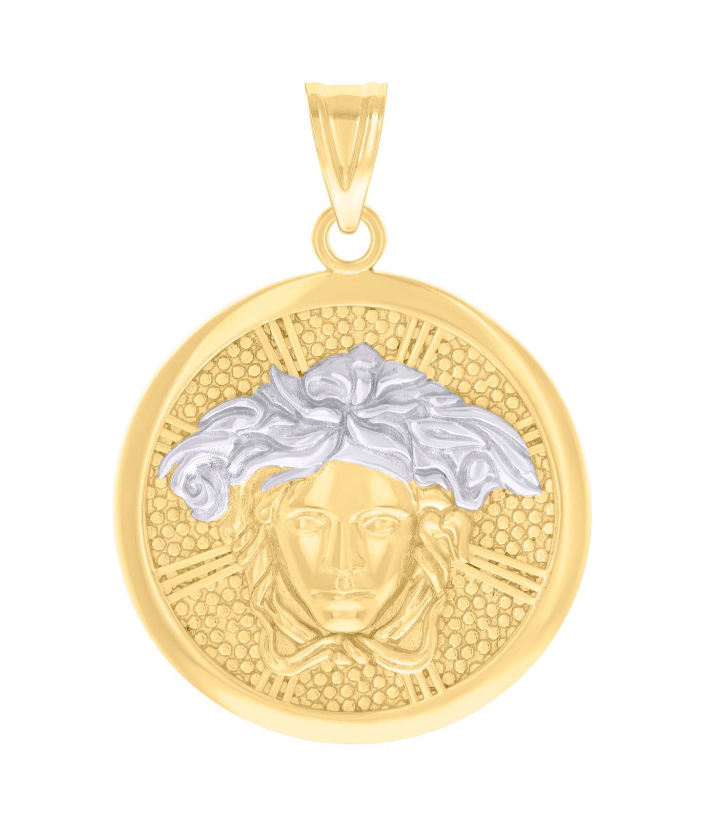 10k Two tone Gold Mens Medusa Egyptian Fashion Charm Pendant