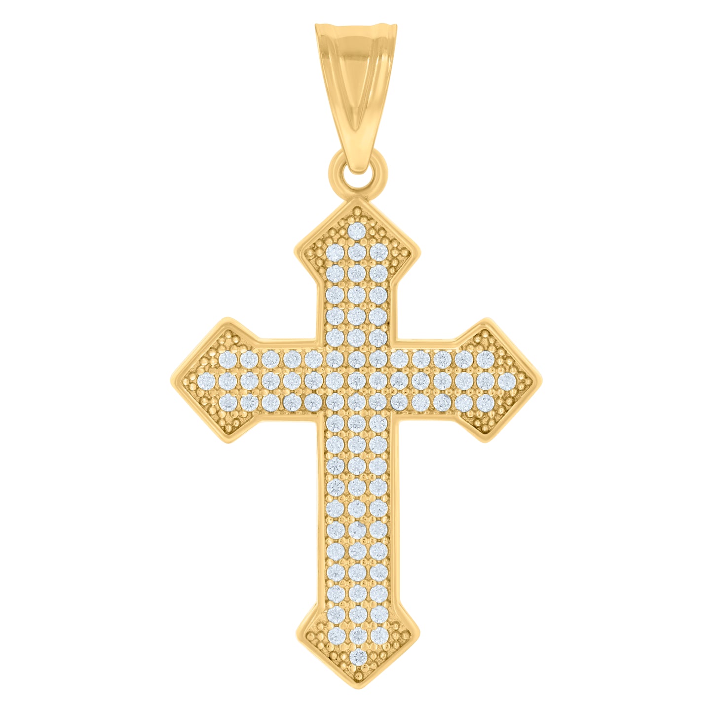 10kt Yellow Gold Mens Cubic-Zirconia Cross Religious Charm Pendant