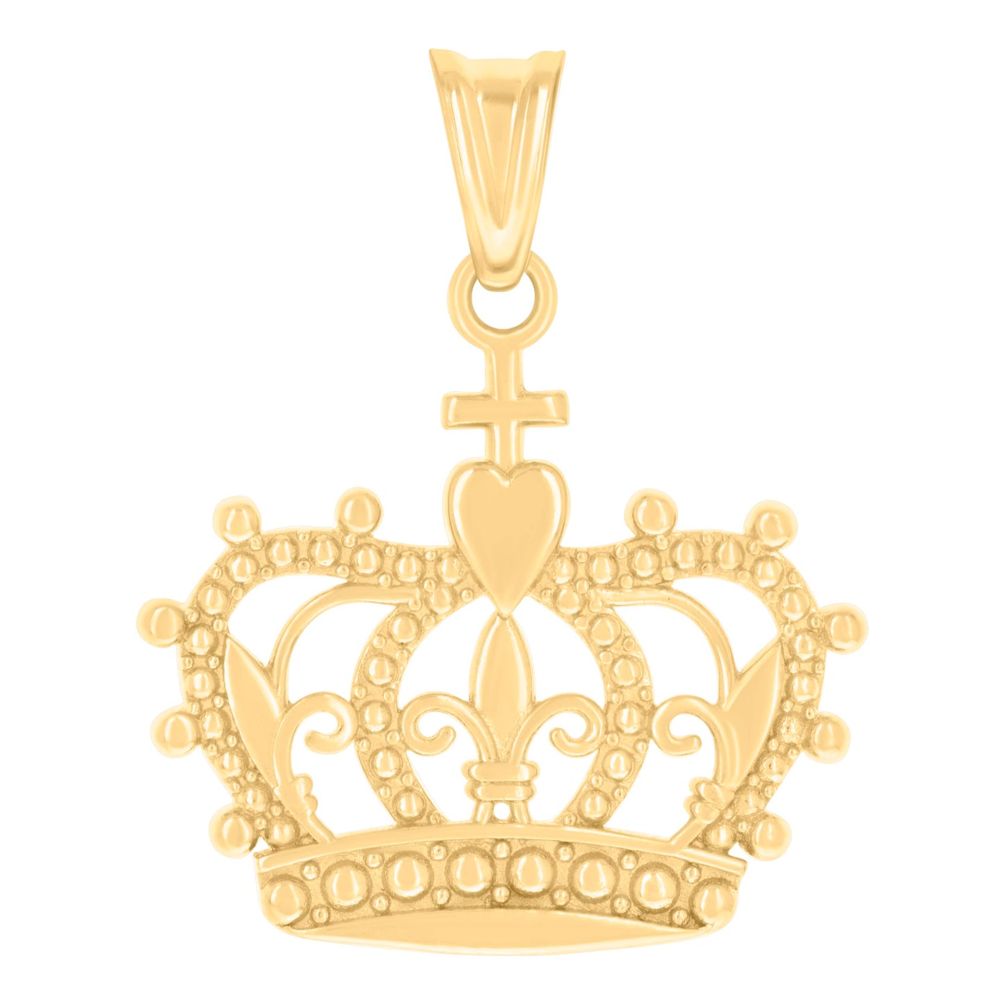 10k Yellow Gold Unisex Crown Fashion Charm Pendant