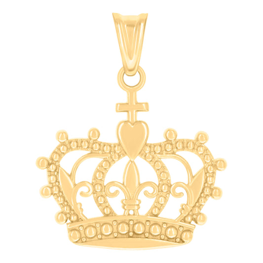 10k Yellow Gold Unisex Crown Fashion Charm Pendant