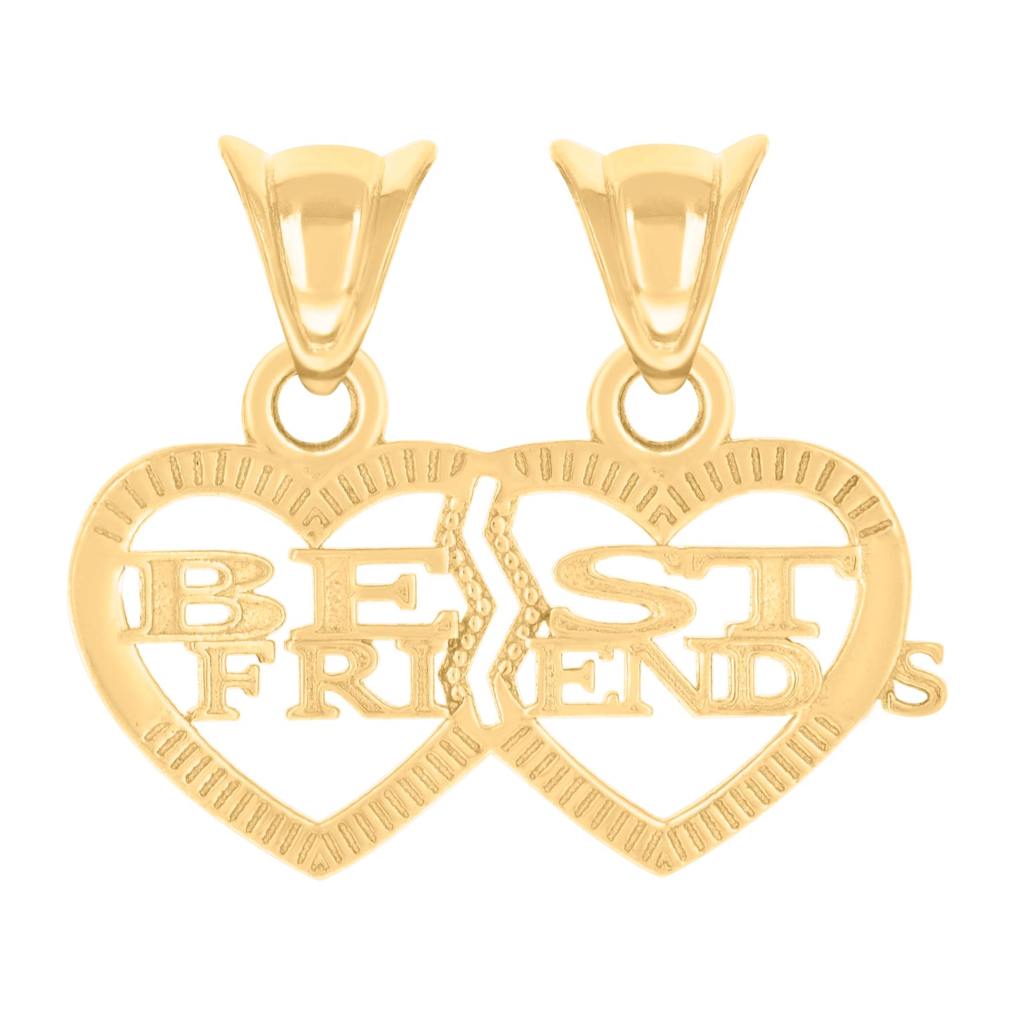 10k Yellow Gold Womens BEST FRIENDS Heart Charm Pendant