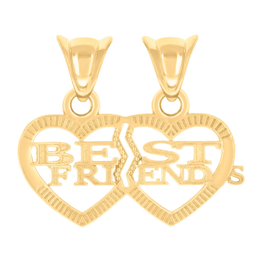 10k Yellow Gold Womens BEST FRIENDS Heart Charm Pendant