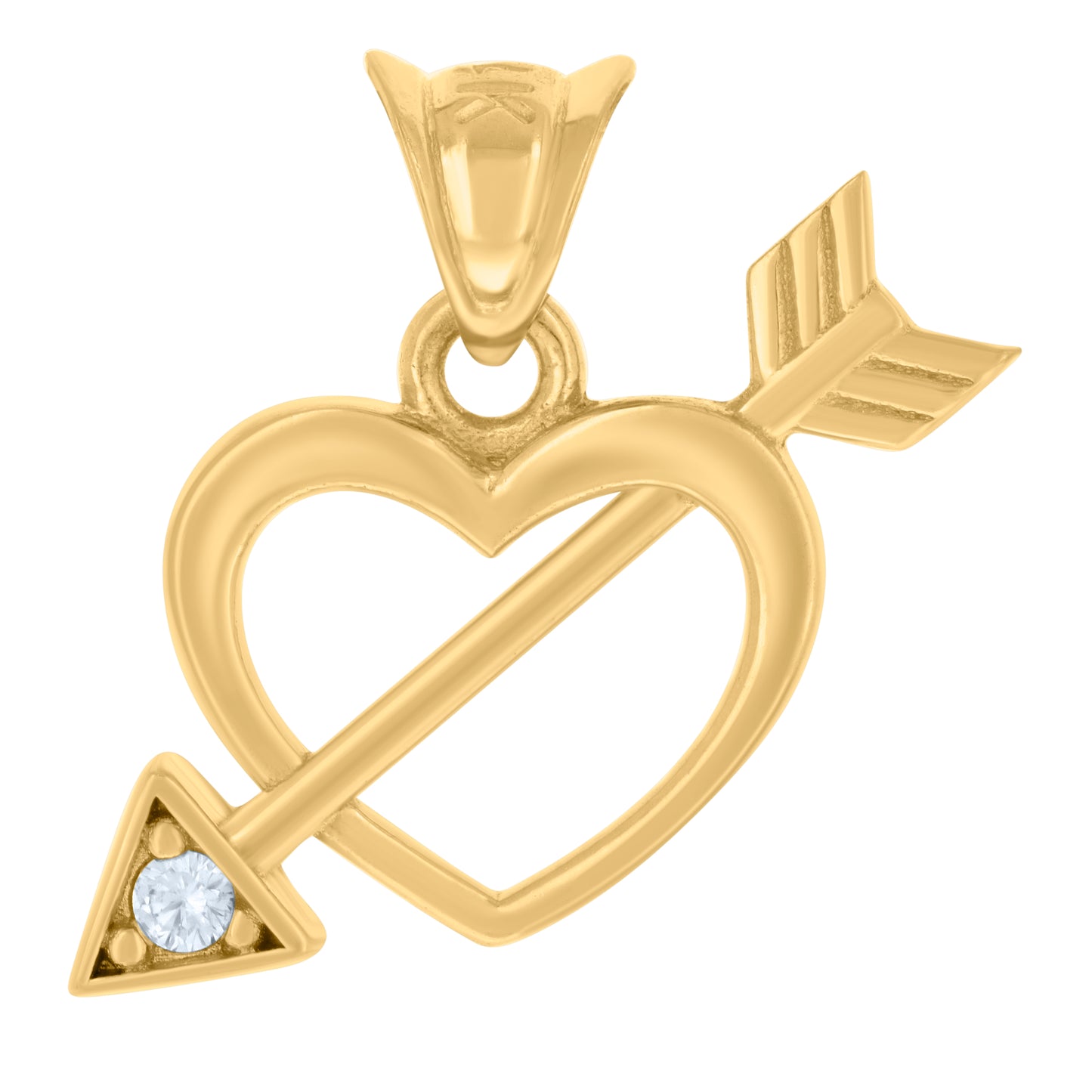 10k Yellow Gold Womens Cubic Zirconia Cupid Heart Charm Pendant