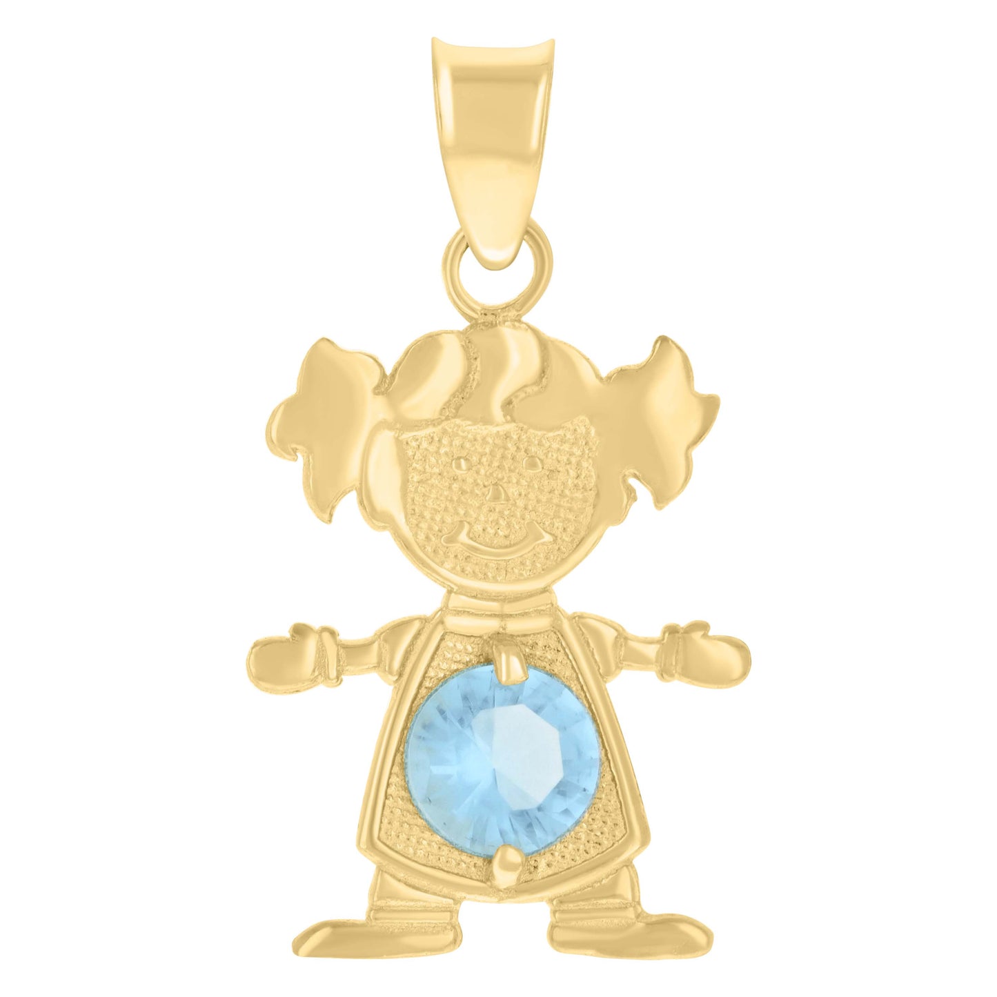 10k Yellow Gold Womens Blue Cubic Zirconia Girl Birthstone Baby Charm Pendant