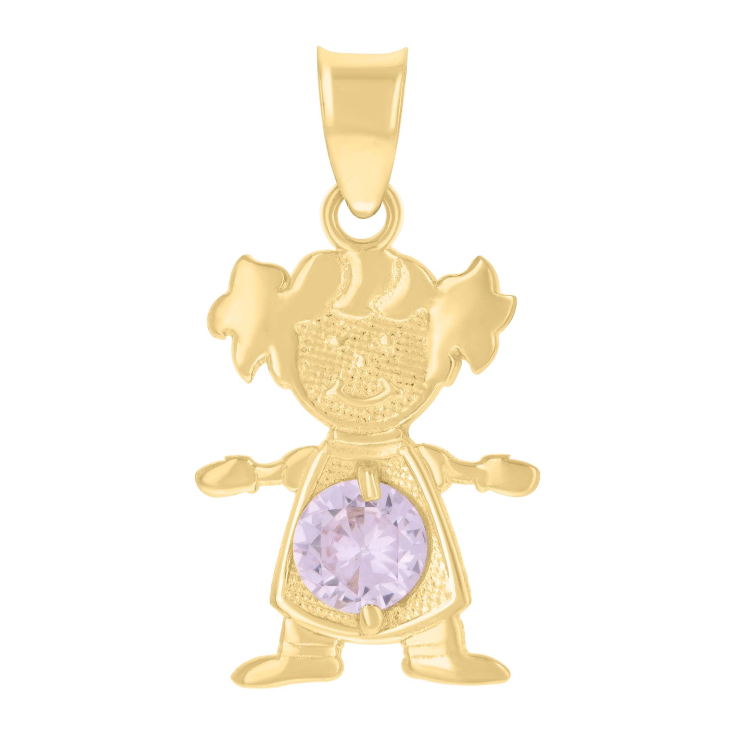 10k Yellow Gold Womens Purple Cubic Zirconia Girl Birthstone Baby Charm Pendant