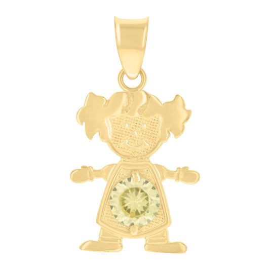 10k Yellow Gold Womens Green Cubic Zirconia Girl Birthstone Baby Charm Pendant