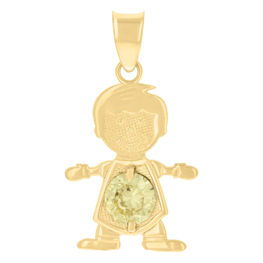 10k Yellow Gold Mens Green Cubic Zirconia Boy Birthstone Baby Charm Pendant