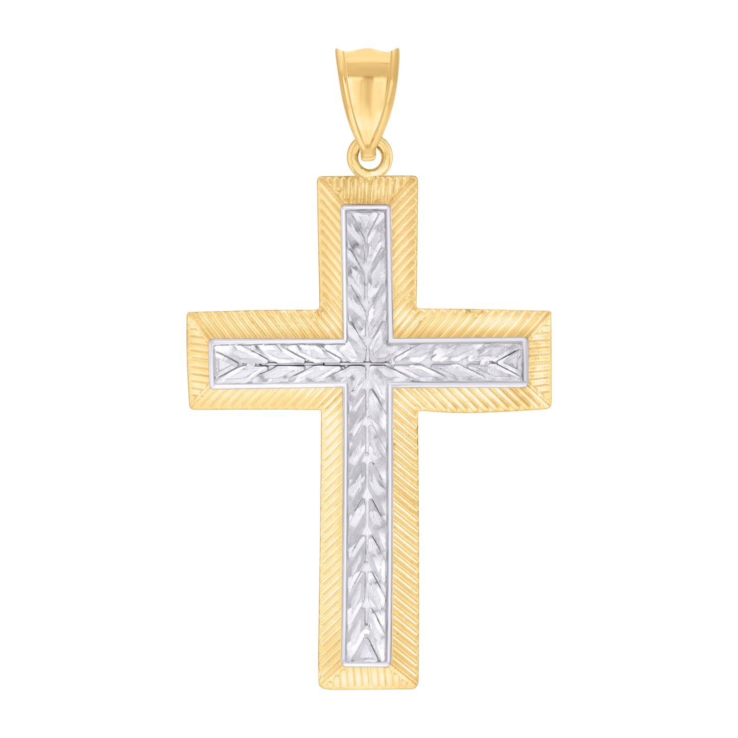 10k Two tone Gold Mens Cross Religious Pendant
