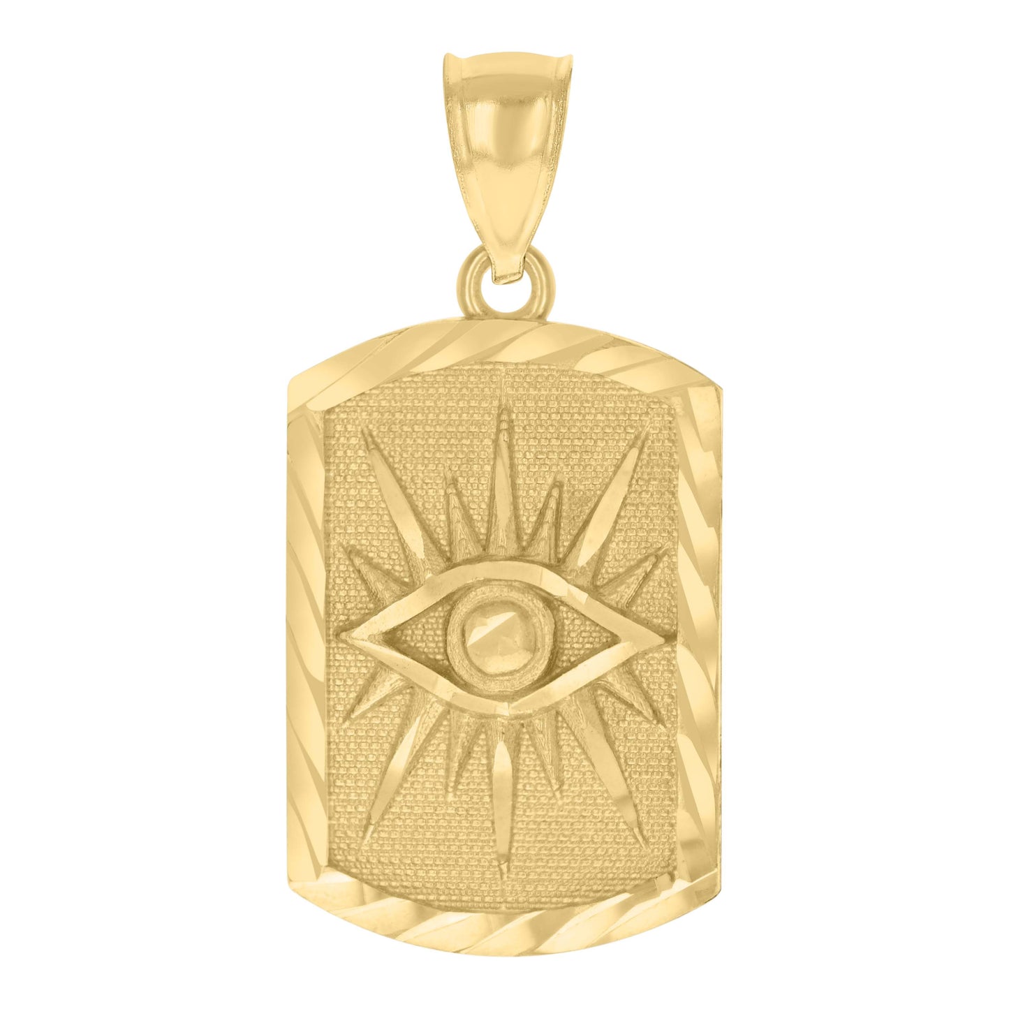 10k Yellow Gold Mens Evil Eye Symbol Religious Charm Pendant