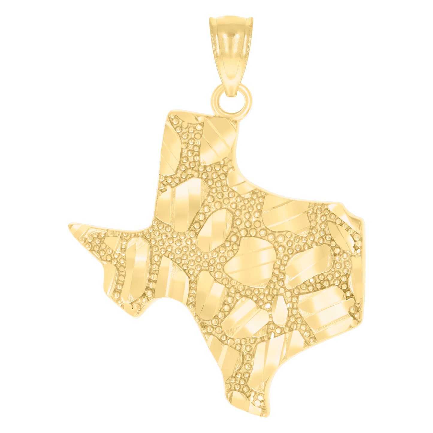 10k Yellow Gold Mens Nugget Texas Map Charm Pendant