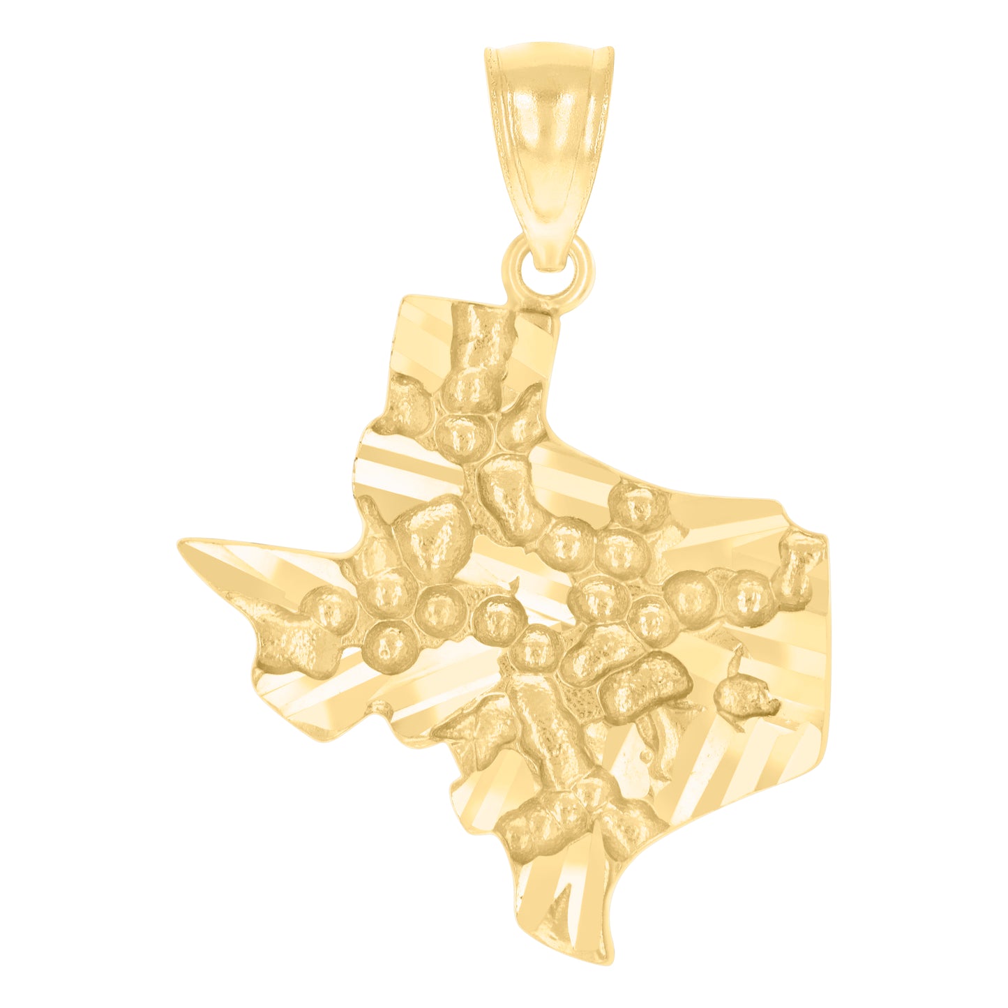 10k Yellow Gold Mens Nugget Texas Map Charm Pendant