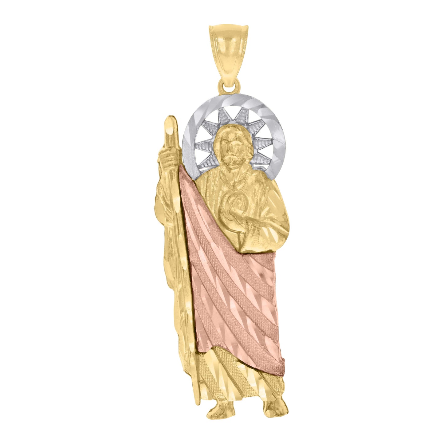 10k Tri Color Gold Mens St. Jude Religious Charm Pendant