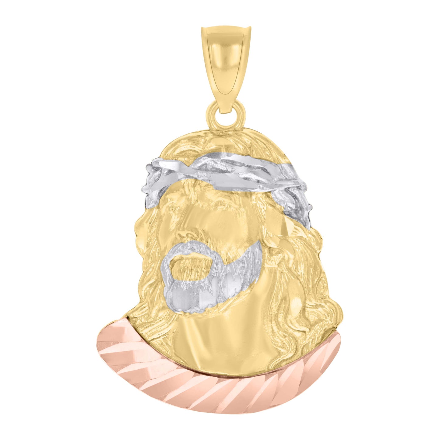 10kt Tri-Color Gold Mens Jesus Religious Charm Pendant