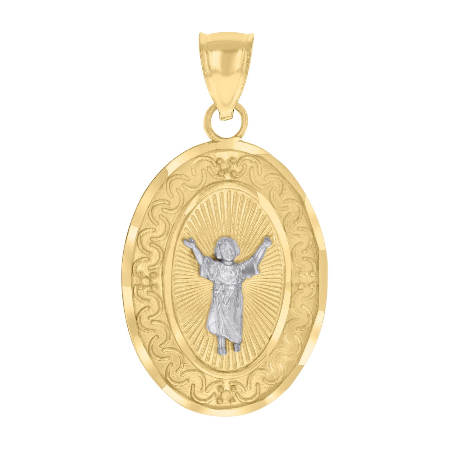 10kt Two-tone Gold Mens Divine Infant Jesus Religious Charm Pendant
