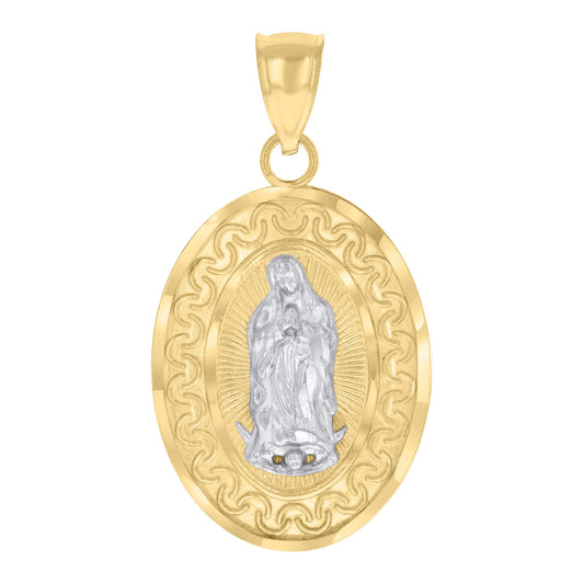 10kt Two-tone Gold Mens Guadalupe Religious Charm Pendant