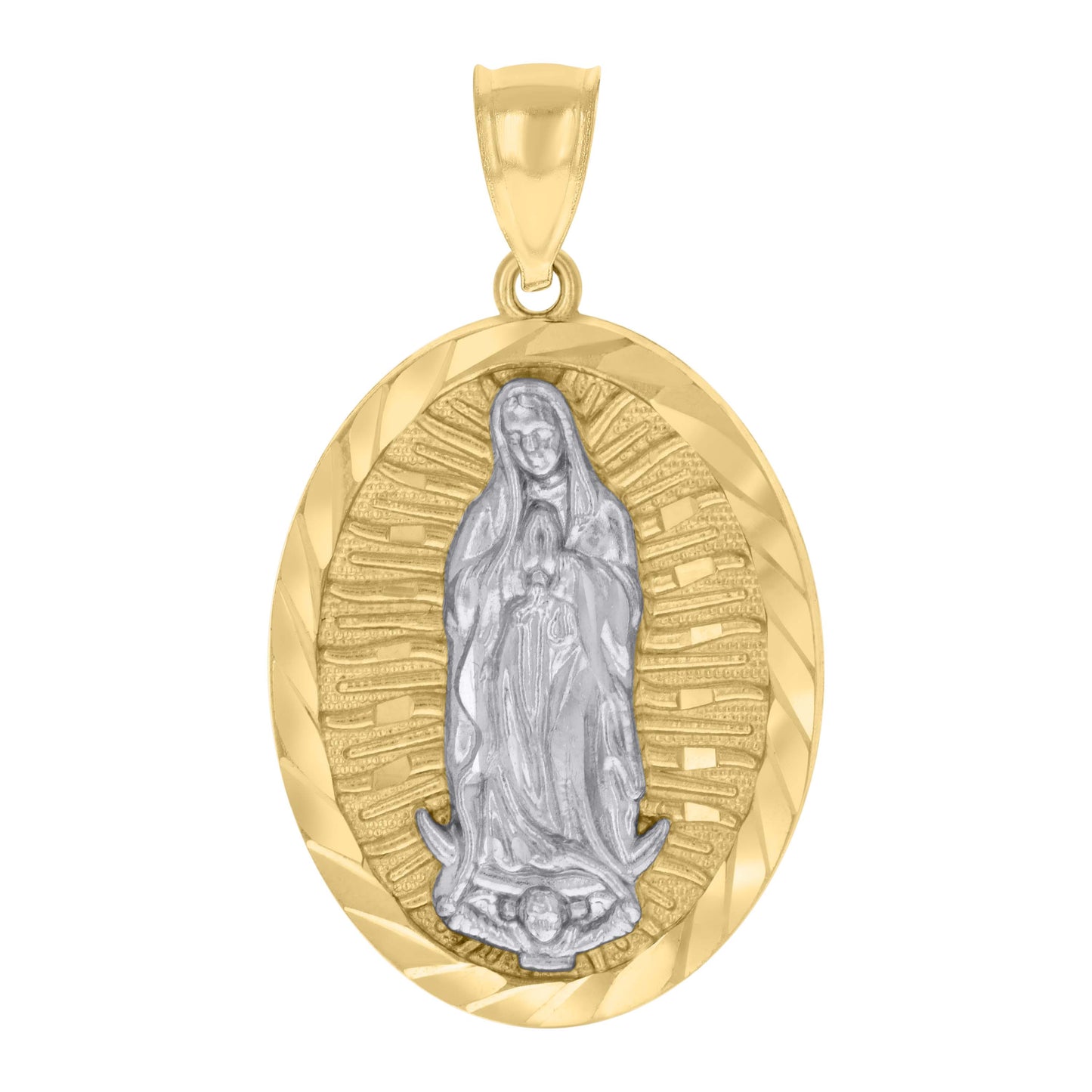 10k Two tone Gold Mens Guadalupe Religious Charm Pendant