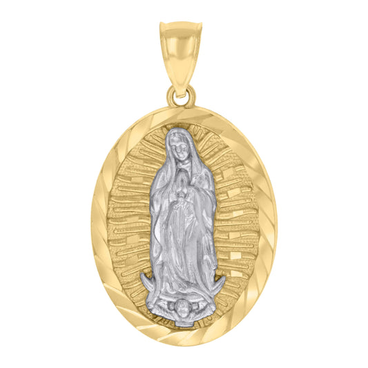 10k Two tone Gold Mens Guadalupe Religious Charm Pendant
