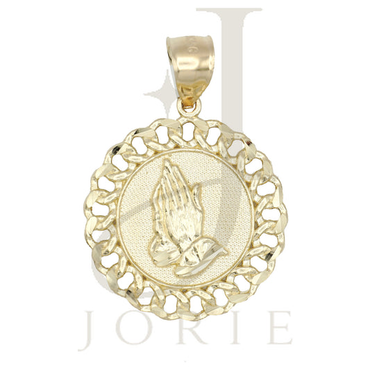 10k Yellow Gold Men Praying Hands Symbol Religious Charm Pendant