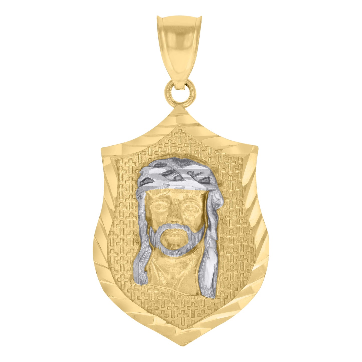 10k Two tone Gold Mens Jesus Religious Charm Pendant