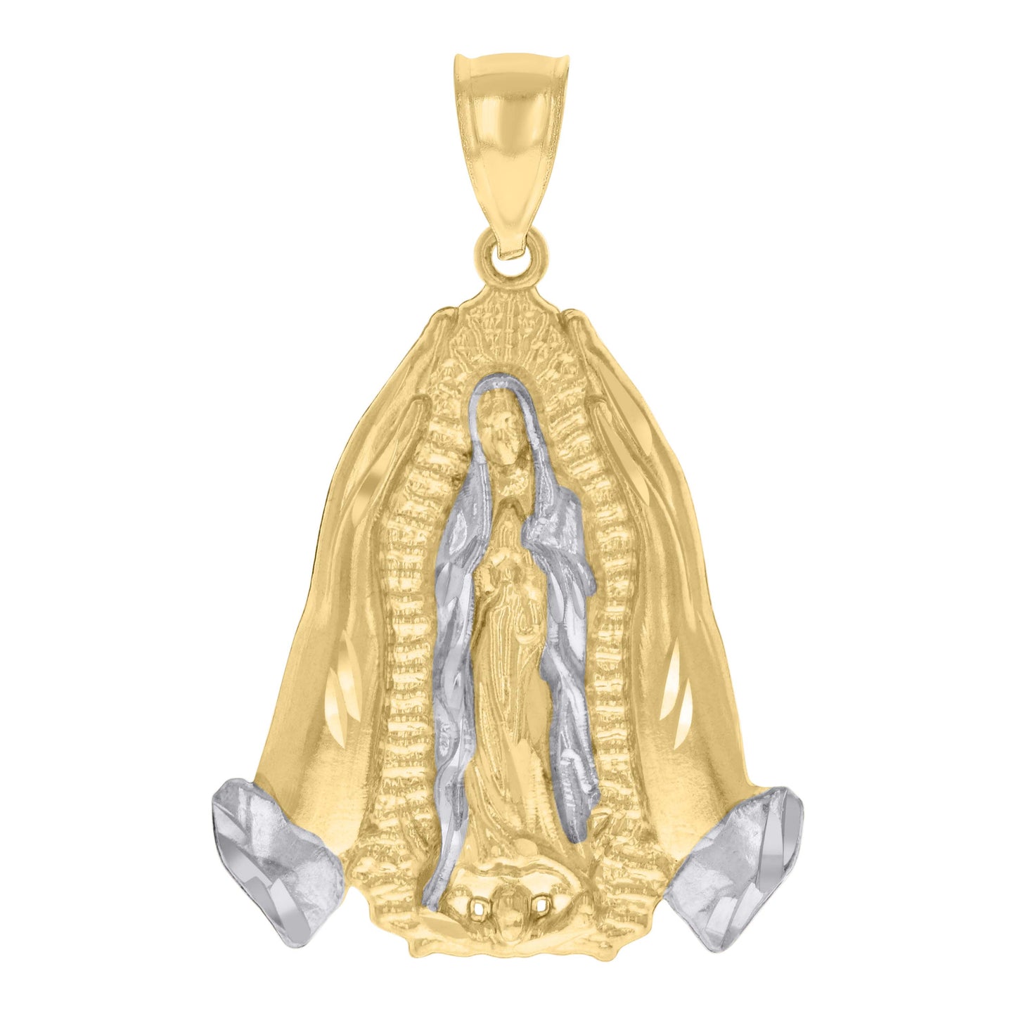 10k Two tone Gold Mens Guadalupe Religious Charm Pendant