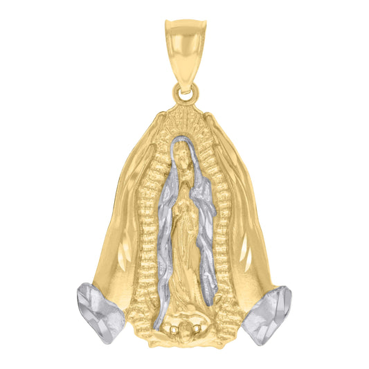 10k Two tone Gold Mens Guadalupe Religious Charm Pendant