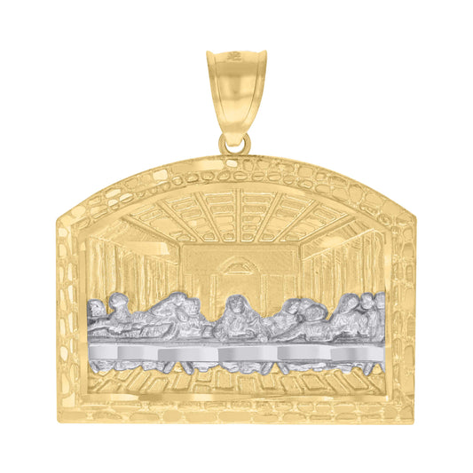 10k Two tone Gold Mens Nugget Last Supper Religious Charm Pendant