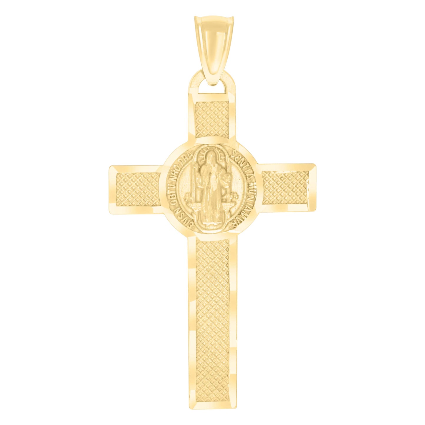 10kt Yellow Gold Mens St. Benedict Cross Religious Charm Pendant
