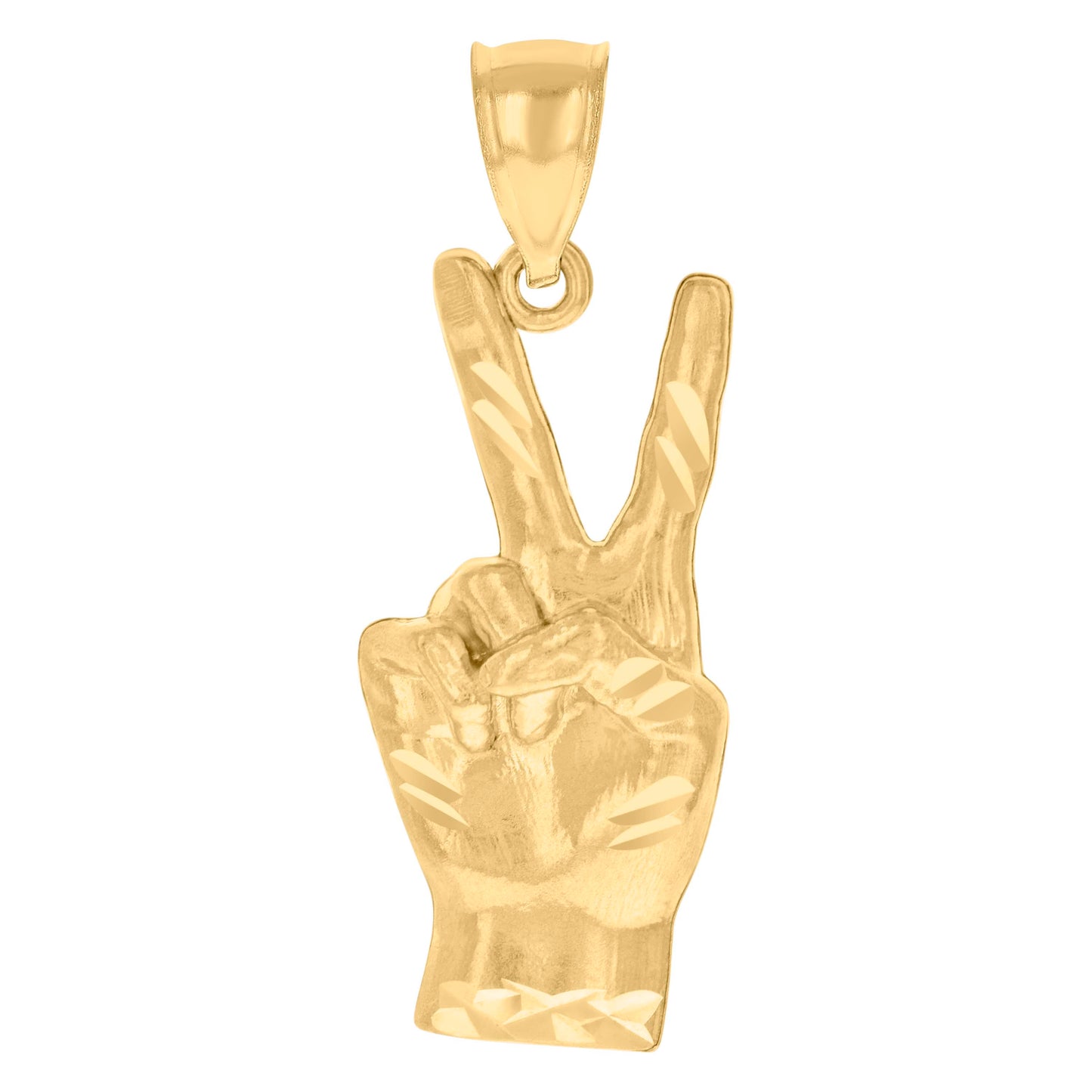 10k Yellow Gold Unisex Peace Sign Victory Hand Symbol Fashion Charm Pendant