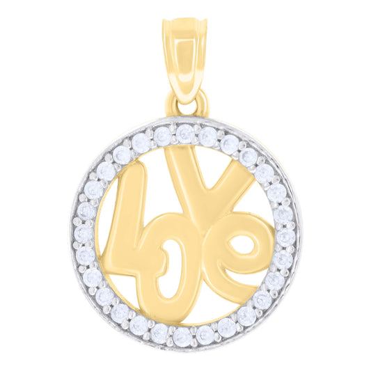 10k Two tone Gold Womens Cubic Zirconia Love Charm Pendant
