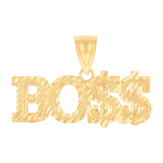 10k Yellow Gold Mens Boss Fashion Charm Pendant