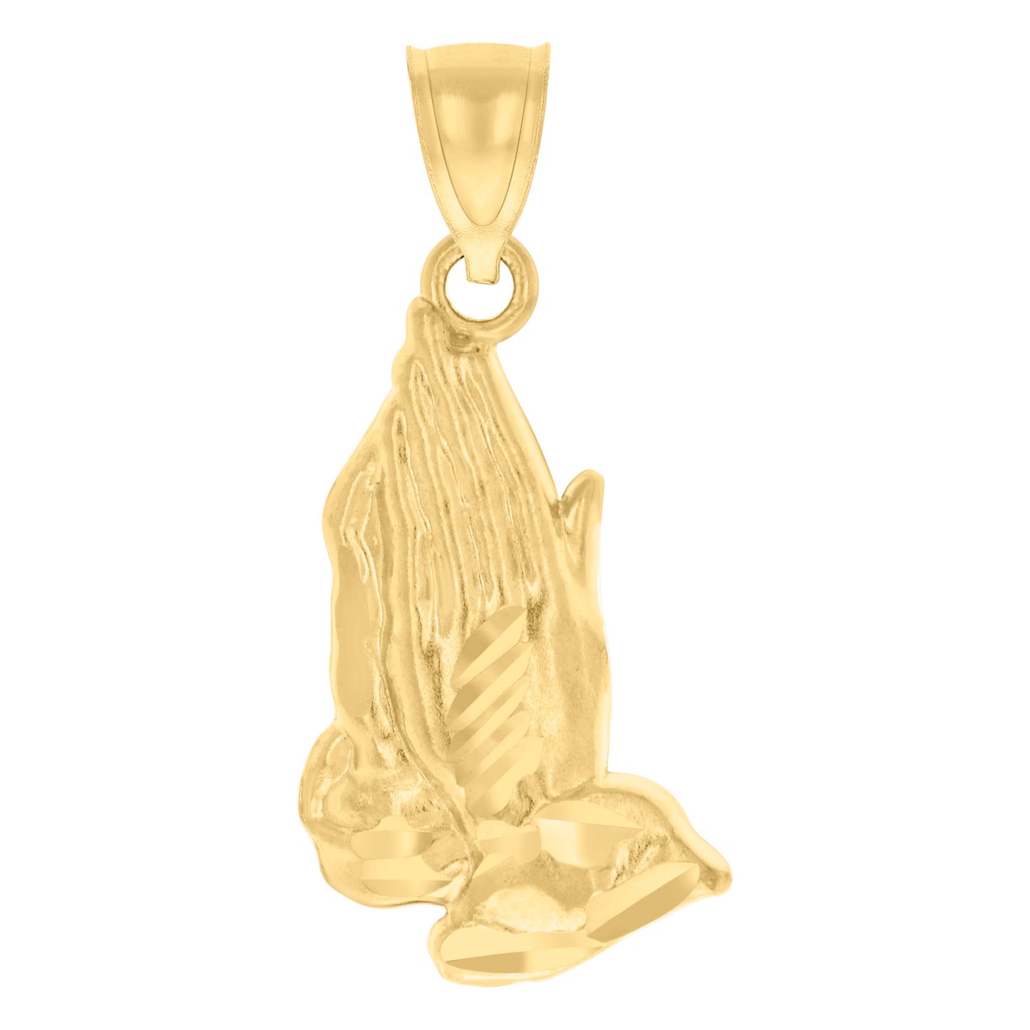 10kt Yellow Gold Unisex Praying Hands Symbol Religious Charm Pendant
