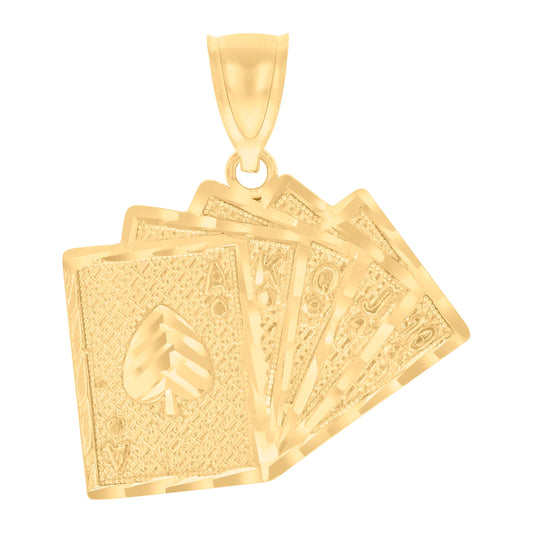 10k Yellow Gold Mens Playing Cards Gambling Fashion Charm Pendant