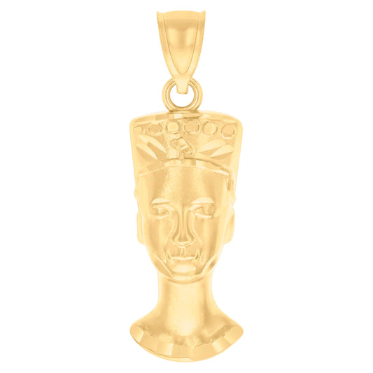 10k Yellow Gold Mens Nefertiti Egyptian Charm Pendant