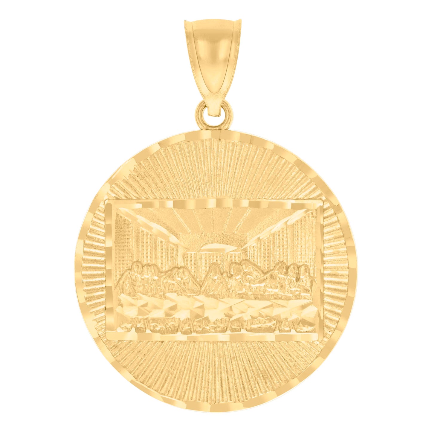 10k Yellow Gold Mens Last Supper Religious Charm Pendant