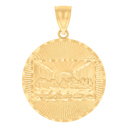 10k Yellow Gold Mens Last Supper Religious Charm Pendant
