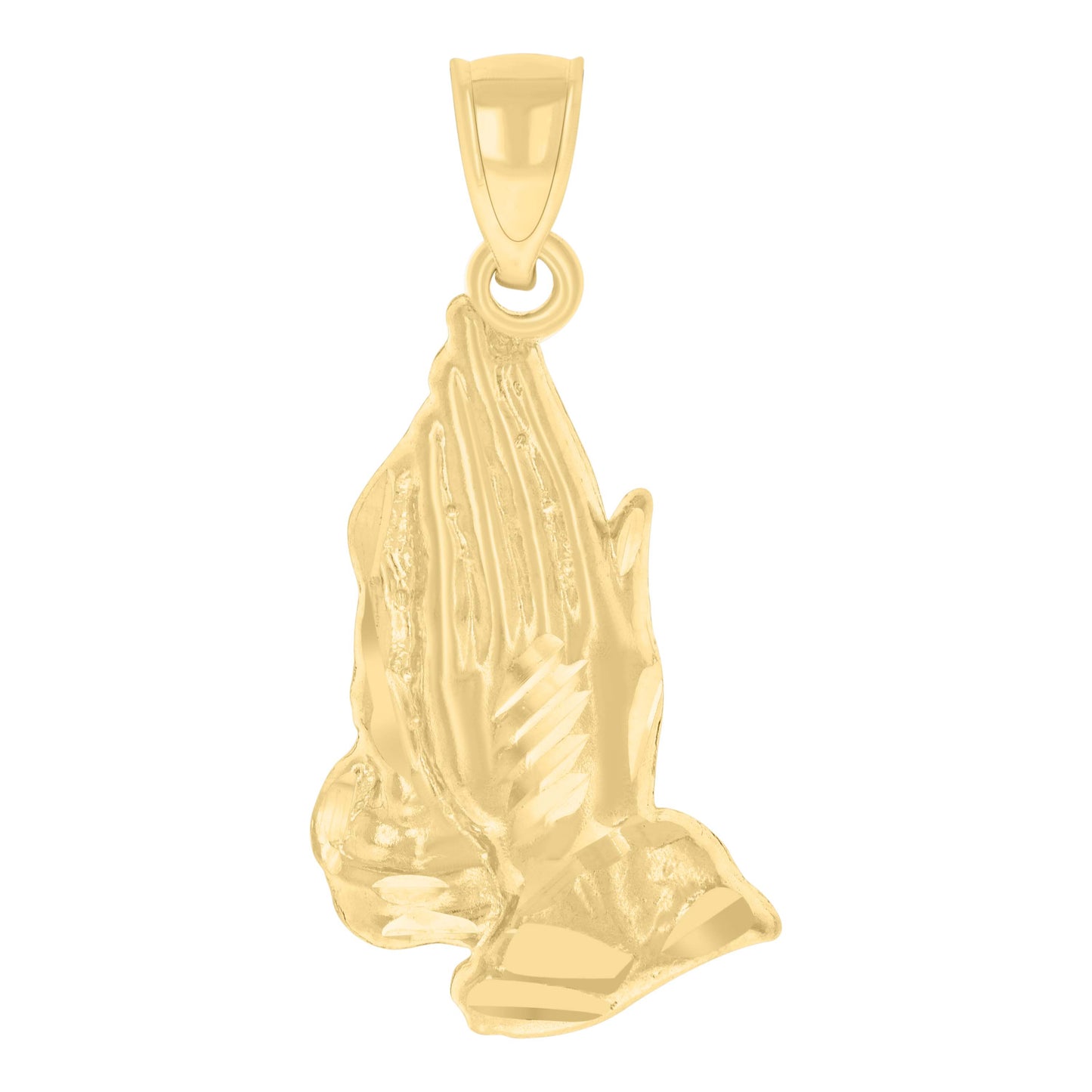 10kt Yellow Gold Unisex Praying Hands Symbol Religious Charm Pendant
