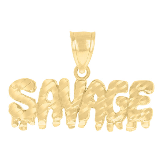 10k Yellow Gold Mens SAVAGE Talking Fashion Charm Pendant