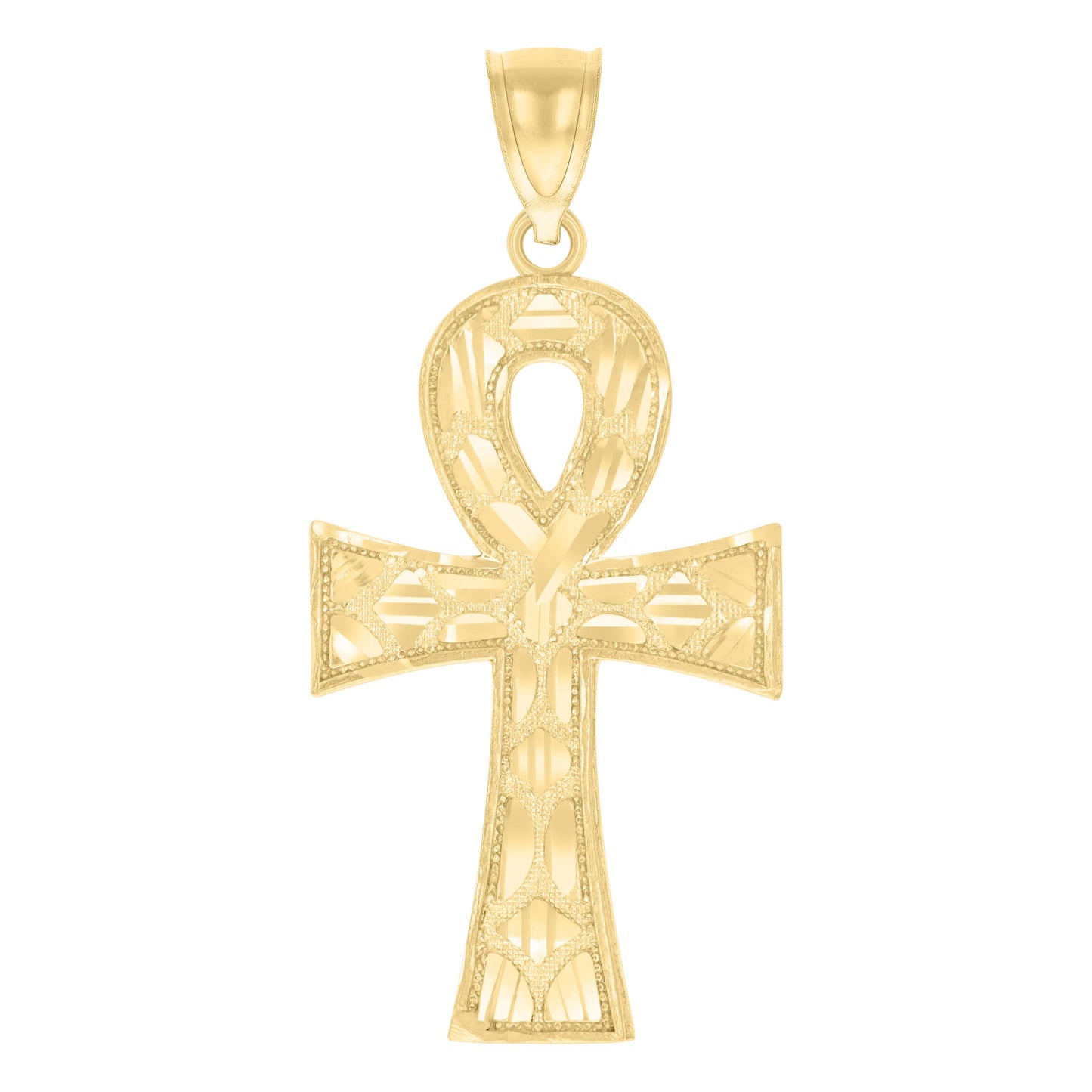 10kt Yellow Gold Mens Ankh Cross Religious Charm Pendant
