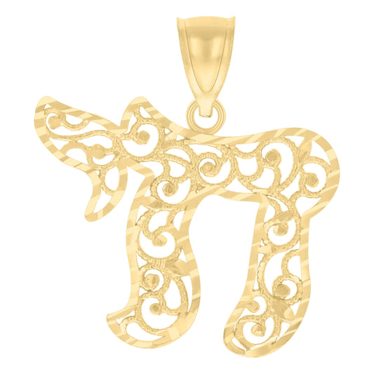 10k Yellow Gold Womens Chai Symbol Charm Pendant