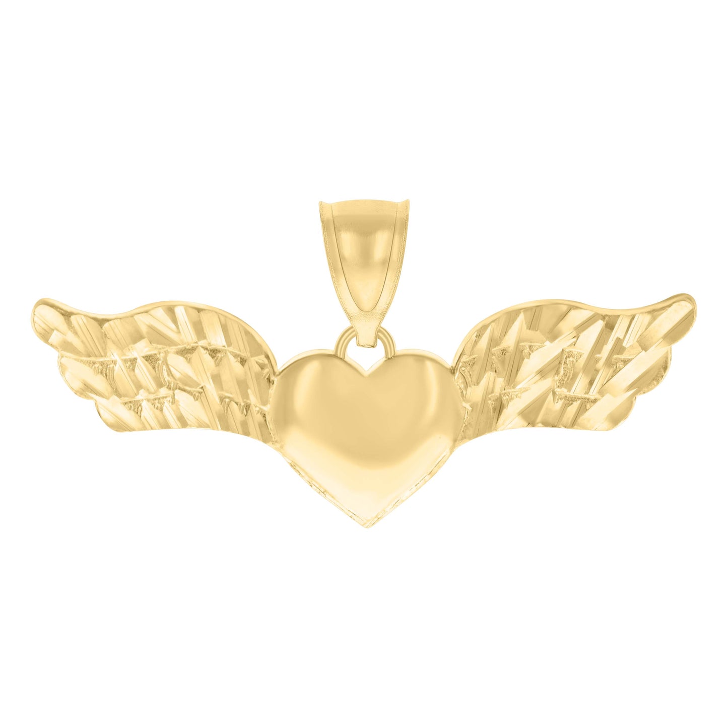 10k Yellow Gold Womens Flying Heart Charm Pendant